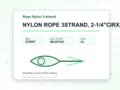 NYLON ROPE 3STRAND, 2-1/4"CIRX220MTR - Rope Nylon 3-strand - IMPA 210557 - UOM CL