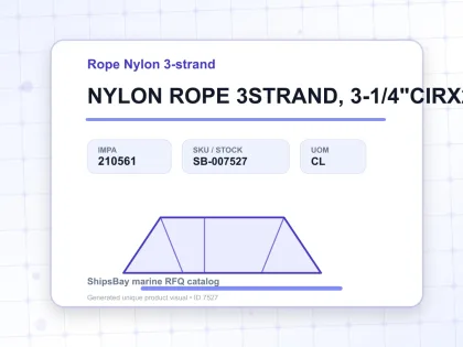 NYLON ROPE 3STRAND, 3-1/4"CIRX220MTR - Rope Nylon 3-strand - IMPA 210561 - UOM CL