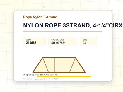 NYLON ROPE 3STRAND, 4-1/4"CIRX220MTR - Rope Nylon 3-strand - IMPA 210565 - UOM CL