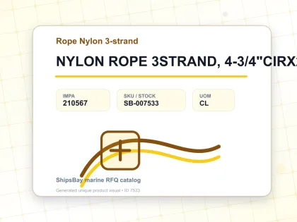 NYLON ROPE 3STRAND, 4-3/4"CIRX220MTR - Rope Nylon 3-strand - IMPA 210567 - UOM CL