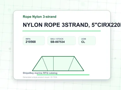 NYLON ROPE 3STRAND, 5"CIRX220MTR - Rope Nylon 3-strand - IMPA 210568 - UOM CL