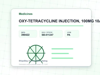 OXY-TETRACYCLINE INJECTION, 100MG 10AMP - Medicines - IMPA 390422 - UOM PA