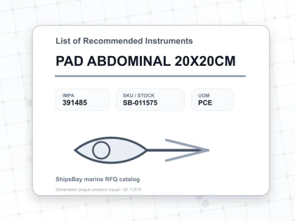 PAD ABDOMINAL 20X20CM - List of Recommended Instruments - IMPA 391485 - UOM PCE