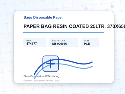 PAPER BAG RESIN COATED 25LTR, 370X650X125MM - Bags Disposable Paper - IMPA 174177 - UOM PCE
