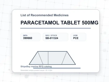 PARACETAMOL TABLET 500MG - List of Recommended Medicines - IMPA 390660 - UOM PCE