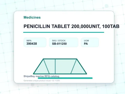 PENICILLIN TABLET 200,000UNIT, 100TAB - Medicines - IMPA 390438 - UOM PA