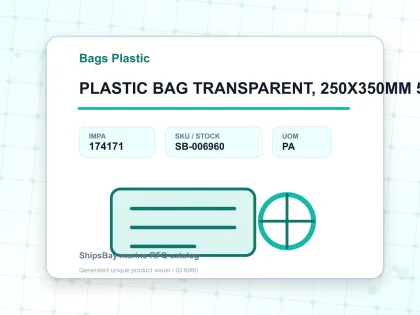 PLASTIC BAG TRANSPARENT, 250X350MM 50'S - Bags Plastic - IMPA 174171 - UOM PA