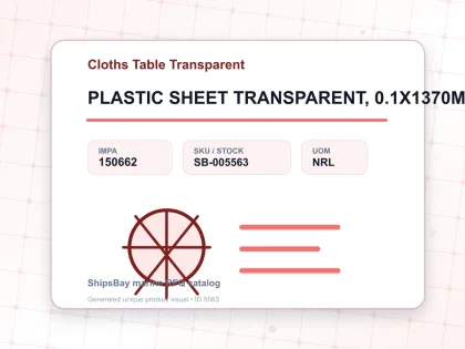 PLASTIC SHEET TRANSPARENT, 0.1X1370MMX50MTR - Cloths Table Transparent - IMPA 150662 - UOM NRL