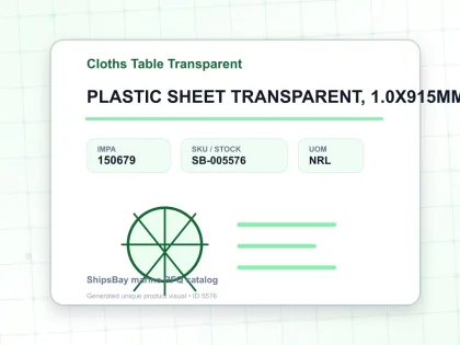PLASTIC SHEET TRANSPARENT, 1.0X915MMX10MTR - Cloths Table Transparent - IMPA 150679 - UOM NRL