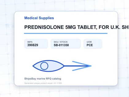 PREDNISOLONE 5MG TABLET, FOR U.K. SHIPS - Medical Supplies - IMPA 390829 - UOM PCE
