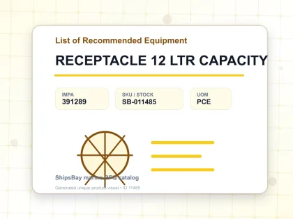 RECEPTACLE 12 LTR CAPACITY - List of Recommended Equipment - IMPA 391289 - UOM PCE