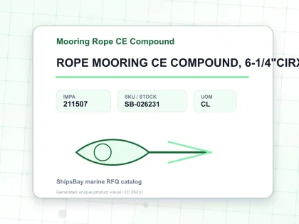 ROPE MOORING CE COMPOUND, 6-1/4"CIRX200MTR W/NK CERT. - Mooring Rope CE Compound - IMPA 211507 - UOM CL