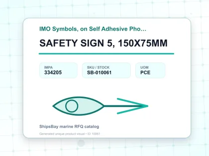 SAFETY SIGN 5, 150X75MM - IMO Symbols, on Self Adhesive Photoluminescent Vinyl - IMPA 334205 - UOM PCE