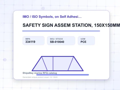 SAFETY SIGN ASSEM STATION, 150X150MM (IMO) - IMO / ISO Symbols, on Self Adhesive Photoluminescent Vinyl - IMPA 334119 - UOM PCE