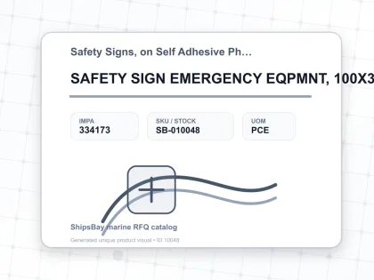 SAFETY SIGN EMERGENCY EQPMNT, 100X300MM - Safety Signs, on Self Adhesive Photoluminescent Vinyl - IMPA 334173 - UOM PCE