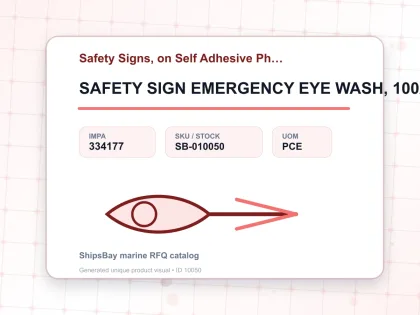 SAFETY SIGN EMERGENCY EYE WASH, 100X300MM - Safety Signs, on Self Adhesive Photoluminescent Vinyl - IMPA 334177 - UOM PCE
