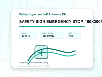 SAFETY SIGN EMERGENCY STOP, 100X300MM - Safety Signs, on Self Adhesive Photoluminescent Vinyl - IMPA 334179 - UOM PCE
