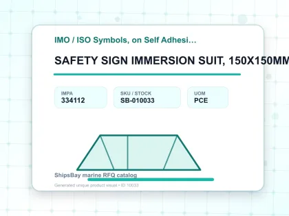 SAFETY SIGN IMMERSION SUIT, 150X150MM (IMO) - IMO / ISO Symbols, on Self Adhesive Photoluminescent Vinyl - IMPA 334112 - UOM PCE