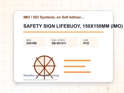 SAFETY SIGN LIFEBUOY, 150X150MM (IMO) - IMO / ISO Symbols, on Self Adhesive Photoluminescent Vinyl - IMPA 334106 - UOM PCE