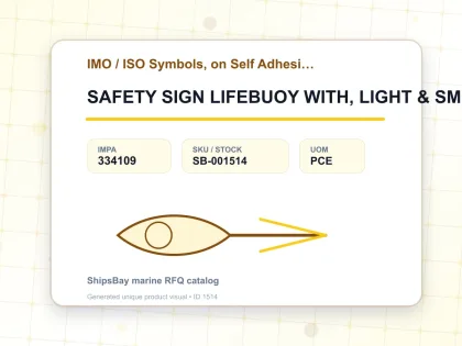 SAFETY SIGN LIFEBUOY WITH, LIGHT & SMOKE 150X150MM (IMO) - IMO / ISO Symbols, on Self Adhesive Photoluminescent Vinyl - IMPA 334109 - UOM PCE