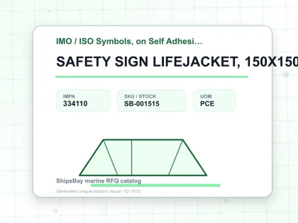 SAFETY SIGN LIFEJACKET, 150X150MM - IMO / ISO Symbols, on Self Adhesive Photoluminescent Vinyl - IMPA 334110 - UOM PCE
