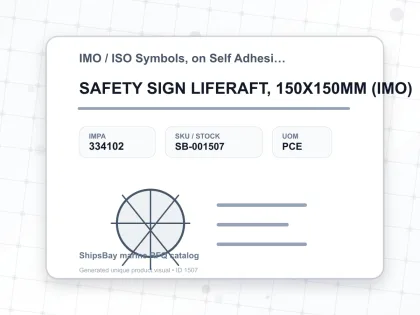SAFETY SIGN LIFERAFT, 150X150MM (IMO) - IMO / ISO Symbols, on Self Adhesive Photoluminescent Vinyl - IMPA 334102 - UOM PCE