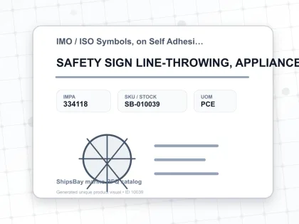 SAFETY SIGN LINE-THROWING, APPLIANCE 150X150MM (IMO) - IMO / ISO Symbols, on Self Adhesive Photoluminescent Vinyl - IMPA 334118 - UOM PCE