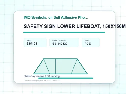 SAFETY SIGN LOWER LIFEBOAT, 150X150MM - IMO Symbols, on Self Adhesive Photoluminescent Vinyl - IMPA 335103 - UOM PCE