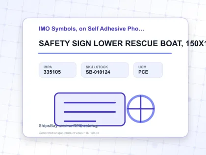 SAFETY SIGN LOWER RESCUE BOAT, 150X150MM - IMO Symbols, on Self Adhesive Photoluminescent Vinyl - IMPA 335105 - UOM PCE