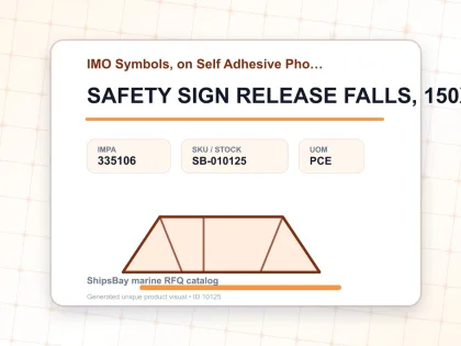 SAFETY SIGN RELEASE FALLS, 150X150MM - IMO Symbols, on Self Adhesive Photoluminescent Vinyl - IMPA 335106 - UOM PCE