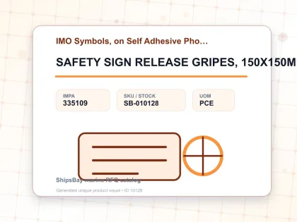 SAFETY SIGN RELEASE GRIPES, 150X150MM - IMO Symbols, on Self Adhesive Photoluminescent Vinyl - IMPA 335109 - UOM PCE