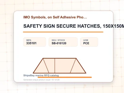 SAFETY SIGN SECURE HATCHES, 150X150MM - IMO Symbols, on Self Adhesive Photoluminescent Vinyl - IMPA 335101 - UOM PCE