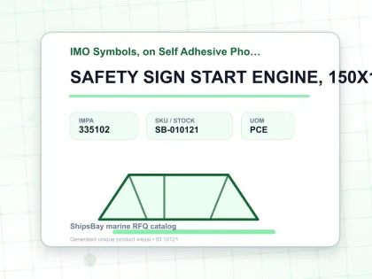 SAFETY SIGN START ENGINE, 150X150MM - IMO Symbols, on Self Adhesive Photoluminescent Vinyl - IMPA 335102 - UOM PCE