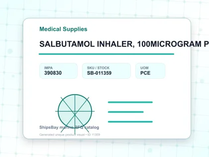 SALBUTAMOL INHALER, 100MICROGRAM PER METERED DOSE. - Medical Supplies - IMPA 390830 - UOM PCE