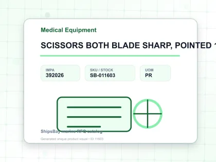 SCISSORS BOTH BLADE SHARP, POINTED 12.5CM FOR U.K. SHIPS - Medical Equipment - IMPA 392026 - UOM PR
