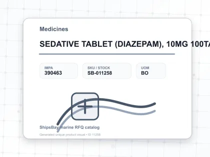 SEDATIVE TABLET (DIAZEPAM), 10MG 100TAB - Medicines - IMPA 390463 - UOM BO