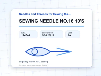 SEWING NEEDLE NO.16 10'S - Needles and Threads for Sewing Machine - IMPA 174744 - UOM PA