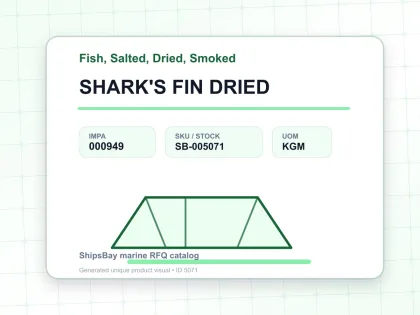 SHARK'S FIN DRIED - Fish, Salted, Dried, Smoked - IMPA 000949 - UOM KGM