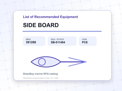 SIDE BOARD - List of Recommended Equipment - IMPA 391288 - UOM PCE