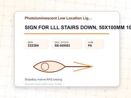 SIGN FOR LLL STAIRS DOWN, 50X100MM 10'S/PKT - Photoluminescent Low Location Lighting System - IMPA 332384 - UOM PA