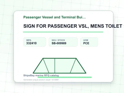 SIGN FOR PASSENGER VSL, MENS TOILET 150X150MM - Passenger Vessel and Terminal Building Signs - IMPA 332410 - UOM PCE