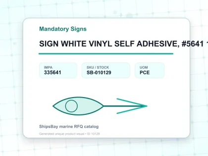 SIGN WHITE VINYL SELF ADHESIVE, #5641 150X150MM EXCLAMATION - Mandatory Signs - IMPA 335641 - UOM PCE