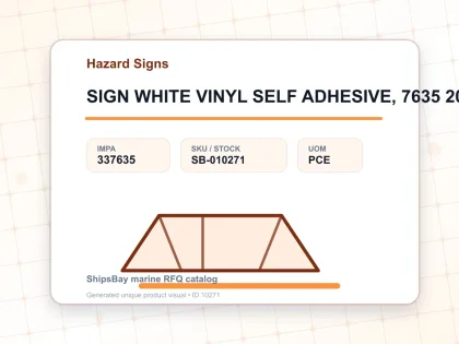 SIGN WHITE VINYL SELF ADHESIVE, 7635 200X150MM HI FLMBL MATERI - Hazard Signs - IMPA 337635 - UOM PCE