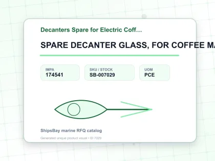 SPARE DECANTER GLASS, FOR COFFEE MAKER 4CUPS - Decanters Spare for Electric Coffee Maker - IMPA 174541 - UOM PCE