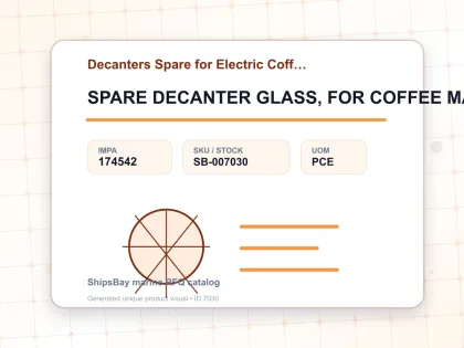SPARE DECANTER GLASS, FOR COFFEE MAKER 8CUPS - Decanters Spare for Electric Coffee Maker - IMPA 174542 - UOM PCE