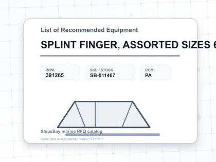 SPLINT FINGER, ASSORTED SIZES 6'S - List of Recommended Equipment - IMPA 391265 - UOM PA