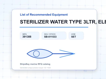 STERILIZER WATER TYPE 3LTR, ELECTRIC - List of Recommended Equipment - IMPA 391388 - UOM SET