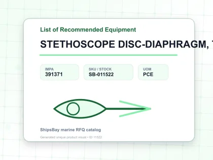 STETHOSCOPE DISC-DIAPHRAGM, TYPE - List of Recommended Equipment - IMPA 391371 - UOM PCE