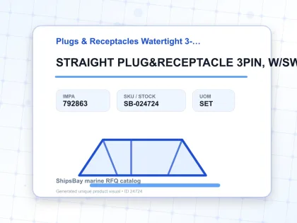 STRAIGHT PLUG&RECEPTACLE 3PIN, W/SWITCH W/T USCG TYPE R&S - Plugs & Receptacles Watertight 3-pin U.S.C.G. R&S type - IMPA 792863 - UOM SET