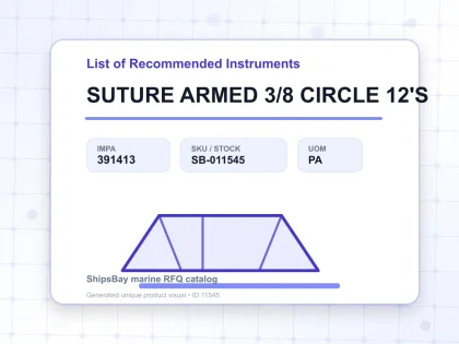SUTURE ARMED 3/8 CIRCLE 12'S - List of Recommended Instruments - IMPA 391413 - UOM PA